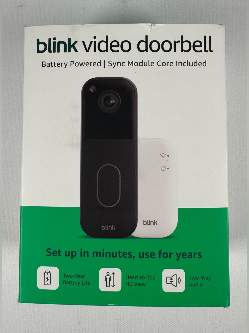 Blink Video Doorbell Battery 2nd Generation w/Sync Module Black - New